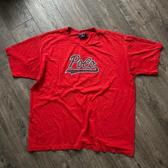 Vintage 90s Faded Polo Ralph Lauren Sport Logo Graphic Tee - Picture 1 of 6